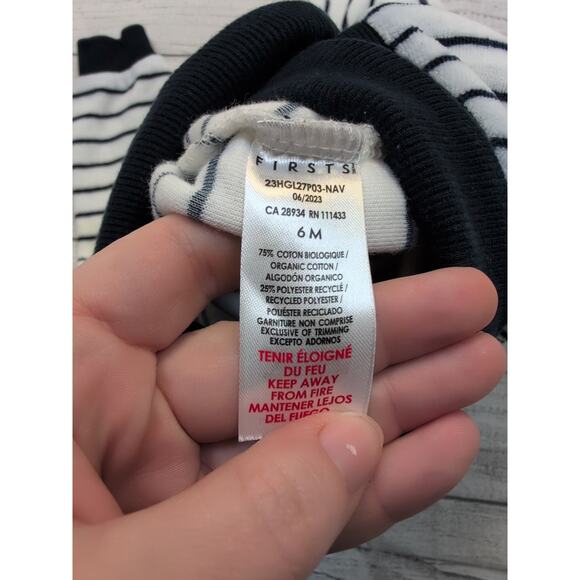 6m Firsts by Petit Lem Striped Terry Romper - Picture 6 of 6